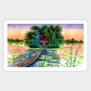 House on the lake Sticker